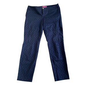 Lilly Pulitzer Women's Sz 10 Jacquard Skinny Navy Pants Cotton Blend Trousers